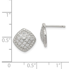 Sterling Silver Square CZ Post Earrings