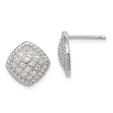 Sterling Silver Square CZ Post Earrings