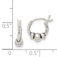 Sterling Silver Antiqued Beaded Hoop Earrings