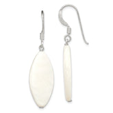 Sterling Silver Polished White Mother of Pearl Marquise Dangle Earrings
