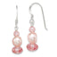 Sterling Silver Polished Peach Crystal & Pink Freshwater Cultured Pearl Dangle Earrings - Sophia Jewelers