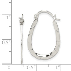 Sterling Silver Polished & Hammered Oval Hoop Earrings