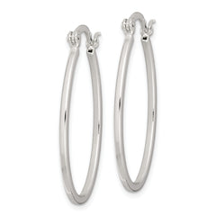 Sterling Silver Polished 1.5mm Square Tube Oval Hoop Earrings