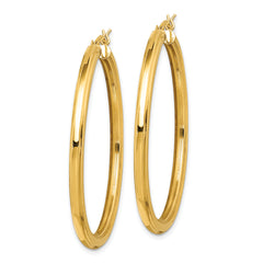 Sterling Silver Gold Flash Plated 3x45mm Grooved Hoop Earrings