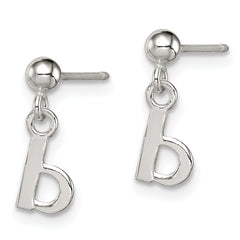 Sterling Silver Polished B Dangle Post Earrings