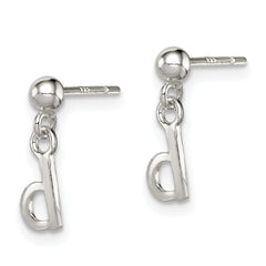 Sterling Silver Polished D Dangle Post Earrings