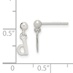 Sterling Silver Polished D Dangle Post Earrings
