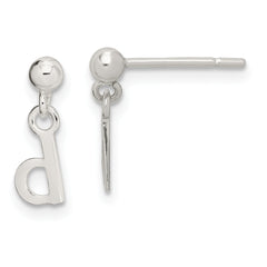 Sterling Silver Polished D Dangle Post Earrings