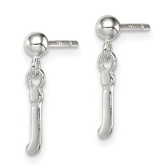 Sterling Silver Polished J Dangle Post Earrings