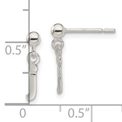 Sterling Silver Polished J Dangle Post Earrings