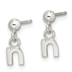 Sterling Silver Polished N Dangle Post Earrings