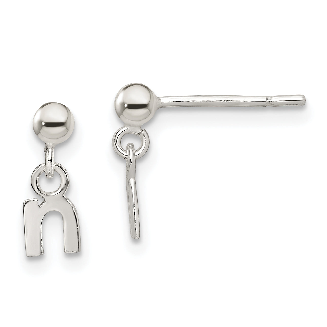 Sterling Silver Polished N Dangle Post Earrings