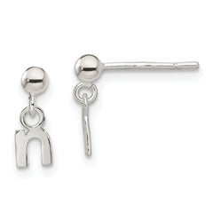 Sterling Silver Polished N Dangle Post Earrings