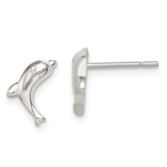 Sterling Silver Polished Dolphin Post Earrings