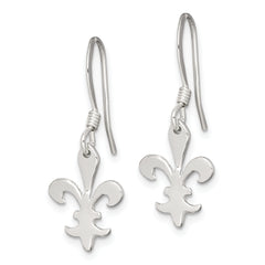 Sterling Silver Polished Fleur de Lis Dangle Earrings