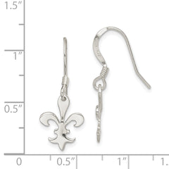 Sterling Silver Polished Fleur de Lis Dangle Earrings