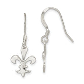 Sterling Silver Polished Fleur de Lis Dangle Earrings