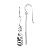Sterling Silver Rhodium-plated Hammered Teardrop Dangle Earrings