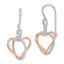 Sterling Silver with Rose Vermeil Heart Dangle Earrings - Sophia Jewelers