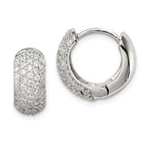 Sterling Silver Rhodium-plated CZ Hinged Hoop Earrings