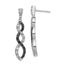 Sterling Silver Rhod-plated Black & White CZ Twist Post Dangle Earrings