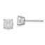 Sterling Silver 6mm Round Basket Set Laser-cut CZ Stud Earrings