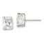 Sterling Silver Polished Emerald-cut 8x6mm Basket Set CZ Stud Earrings