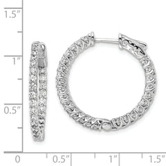 Sterling Shimmer Sterling Silver Rhodium-plated 52 Stone 2mm CZ In and Out Round Hinged Hoop Earrings