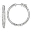 Sterling Silver Rhodium-Plated 66 Stone 2.0mm Cubic Zirconia in and Out Round Hinged Hoop Earrings - Sophia Jewelers