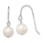 Sterling Silver Rhodium-plated Polished White 7-8mm Freshwater Cultured Pearl Dangle Earrings