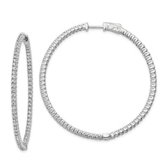 Sterling Shimmer Sterling Silver Rhodium-plated 140 Stone 1.5mm CZ In and Out Round Hinged Hoop Earrings