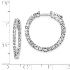 Sterling Shimmer Sterling Silver Rhodium-plated 56 Stone 1.7mm CZ In and Out Round Hinged Hoop Earrings