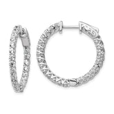 Sterling Shimmer Sterling Silver Rhodium-plated 44 Stone 2.5mm CZ In and Out Round Hinged Hoop Earrings