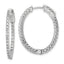 60-Stone Oval Cubic Zirconia Out Hoop Earrings in Sterling Silver, 30mm Hinged - Sophia Jewelers