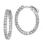 Sterling Silver Rhodium-Plated 44 Stone 2.3mm Cubic Zirconia in and Out Oval Hinged Hoop Earrings - Sophia Jewelers