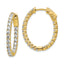 Sterling Shimmer Sterling Silver Gold-tone Flash Gold-plated 42 Stone 2.5mm CZ In and Out Oval Hinged Hoop Earrings