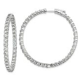 Sterling Shimmer Sterling Silver Rhodium-plated 70 Stone 3mm CZ In and Out Round Hinged Hoop Earrings