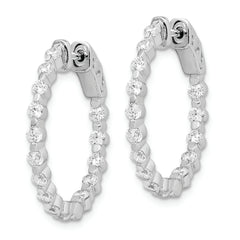 Sterling Shimmer Sterling Silver Rhodium-plated 30 Stone 2.3mm CZ In and Out Round Hinged Hoop Earrings