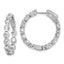 Sterling Silver Rhodium-Plated 22 Stone 3.5mm Cubic Zirconia in and Out Round Hinged Hoop Earrings - Sophia Jewelers