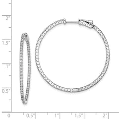 Sterling Shimmer Sterling Silver Rhodium-plated 122 Stone 1.3mm CZ In and Out Round Hinged Hoop Earrings