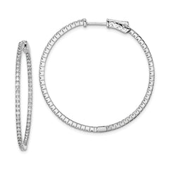 Sterling Shimmer Sterling Silver Rhodium-plated 122 Stone 1.3mm CZ In and Out Round Hinged Hoop Earrings
