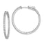 76-Stone Round Cubic Zirconia Out Hoop Earrings in Sterling Silver, 32mm Hinged - Sophia Jewelers