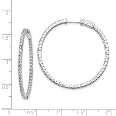 Sterling Shimmer Sterling Silver Rhodium-plated 100 Stone 1.6mm CZ In and Out Round Hinged Hoop Earrings