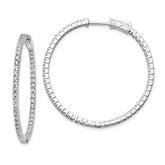 Sterling Shimmer Sterling Silver Rhodium-plated 100 Stone 1.6mm CZ In and Out Round Hinged Hoop Earrings