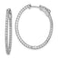 Sterling Silver Rhodium-Plated 78 Stone 1.3mm Cubic Zirconia in and Out Oval Hinged Hoop Earrings - Sophia Jewelers