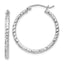 Sterling Silver Rhodium-Plated Diamond-Cut 2x25mm Hoop Earrings - Sophia Jewelers