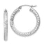 Sterling Silver Rhodium-Plated Diamond-Cut 3x25mm Hoop Earrings - Sophia Jewelers