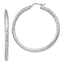Sterling Silver Rhodium-plated D/C 3x45mm Hoop Earrings