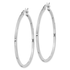 Sterling Silver Rhodium-plated 1.5x40mm Hoop Earrings