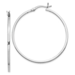 Sterling Silver Rhodium-plated 1.5x40mm Hoop Earrings